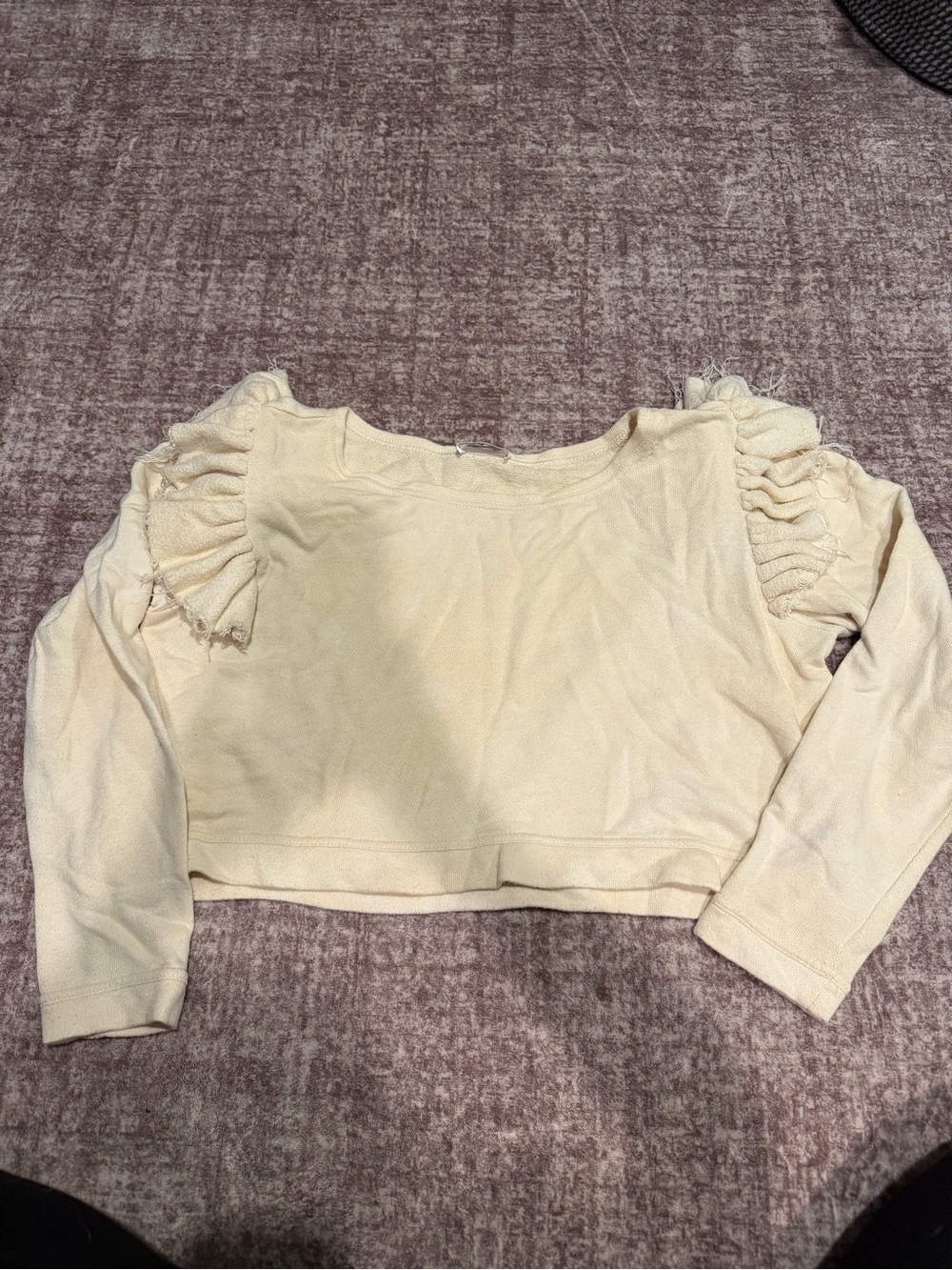 Love Shack Fancy GamRuffled Shoulder Cropped Sweatshirt - Cream
